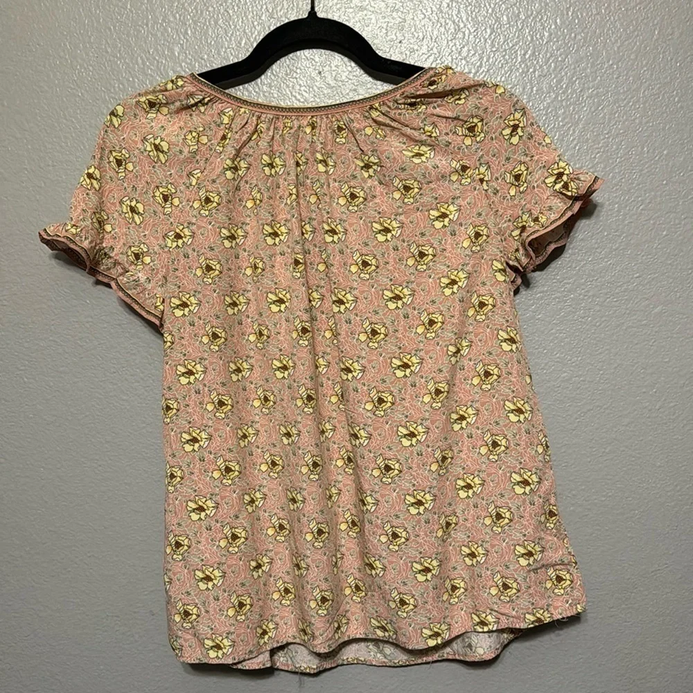 Max Studio Rayon Floral Flutter Sleeve Top, Size Small - Picture 4 of 6